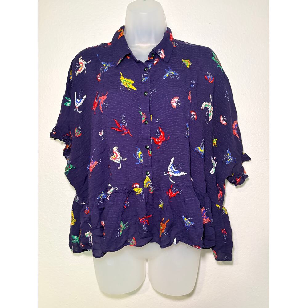Maeve Aeropostale Butterfly Print Flowy Top - Size M - Picture 2 of 7